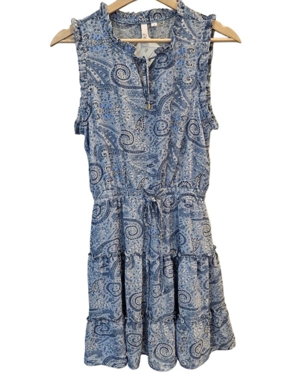 Elan Blue Paisley Tiered Mini Sundress NWT Small